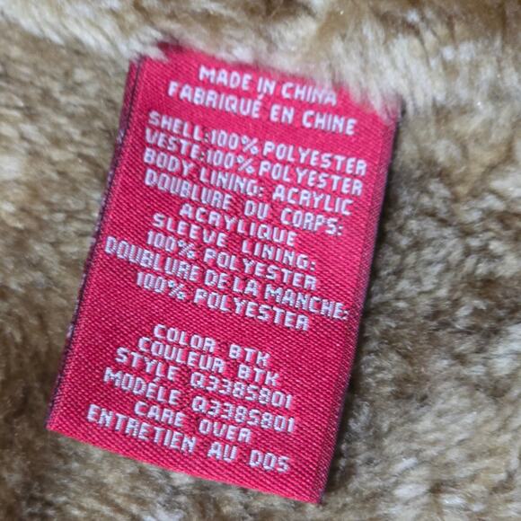 Guess Tan Full Zip Up Jacket Inside & Collar Lined Brown Faux Fur Juniors Winter - Picture 6 of 9